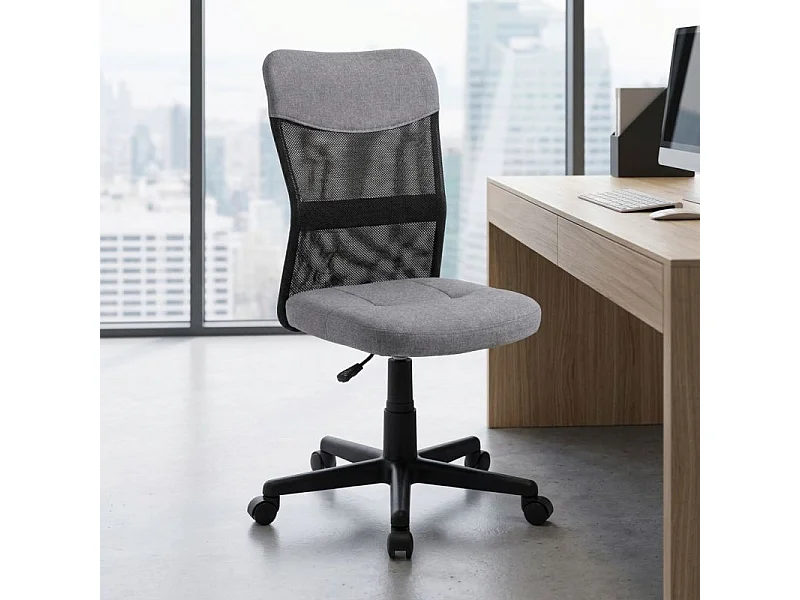 Chaise de bureau compacte en mesh et tissu gris – DOMINIC