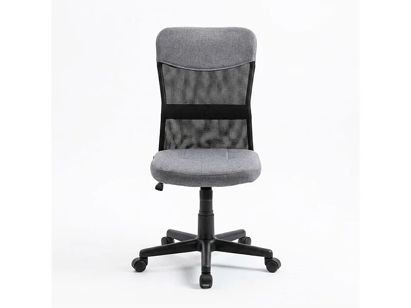 Chaise de bureau compacte en mesh et tissu gris – DOMINIC