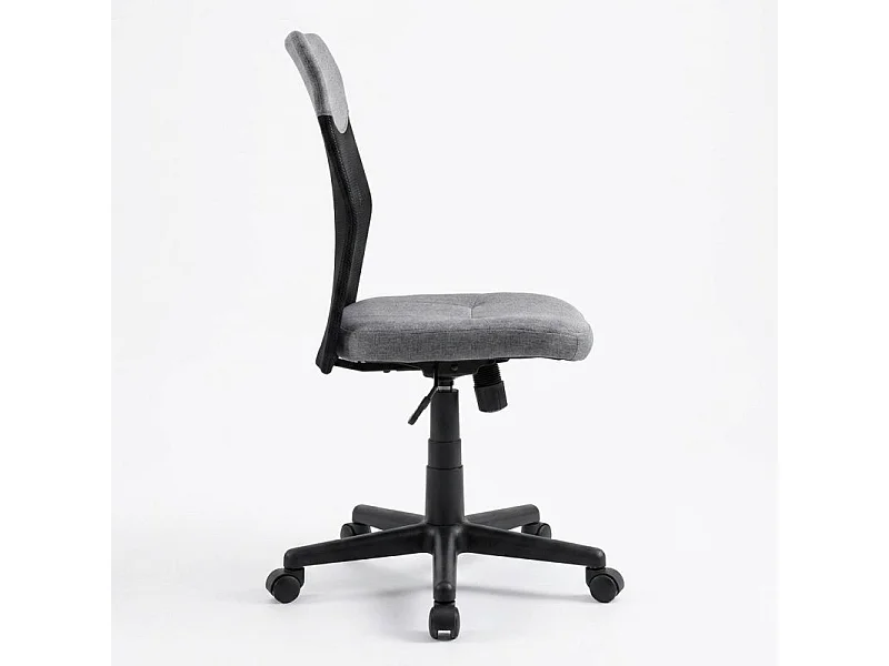 Chaise de bureau compacte en mesh et tissu gris – DOMINIC