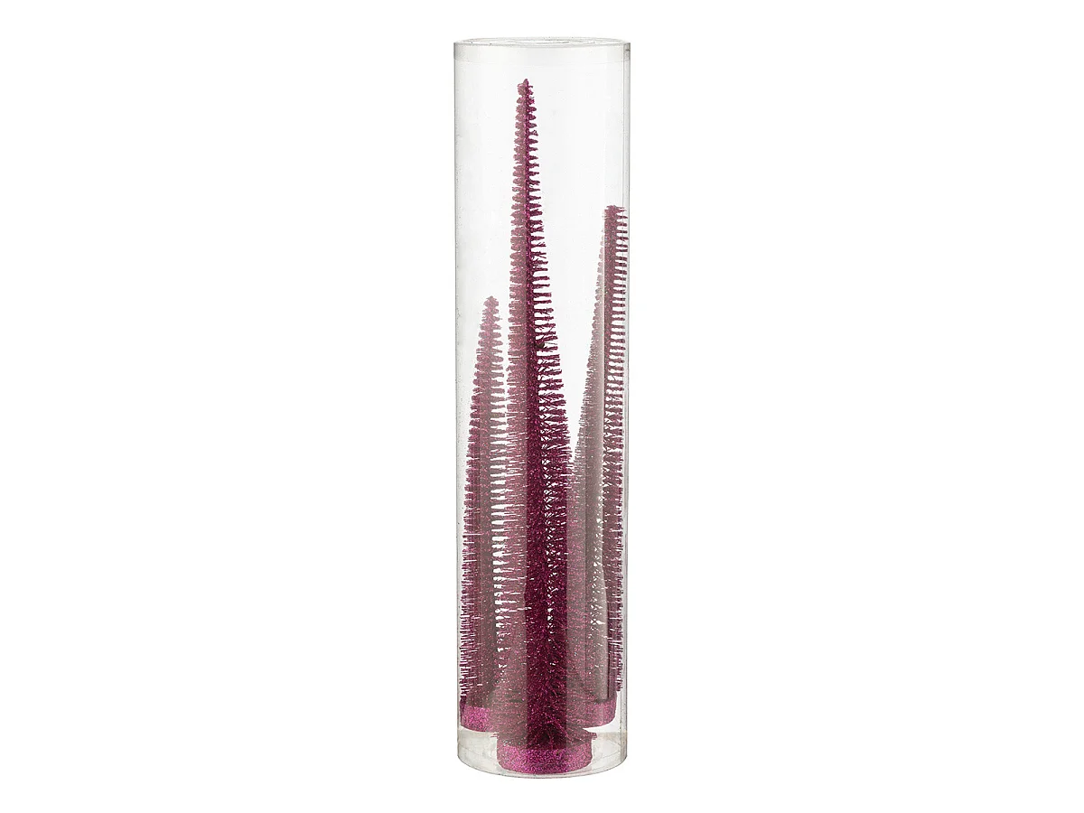 Lot de 3 Sapins de Noël Déco "Paillettes" 40cm Fuchsia
