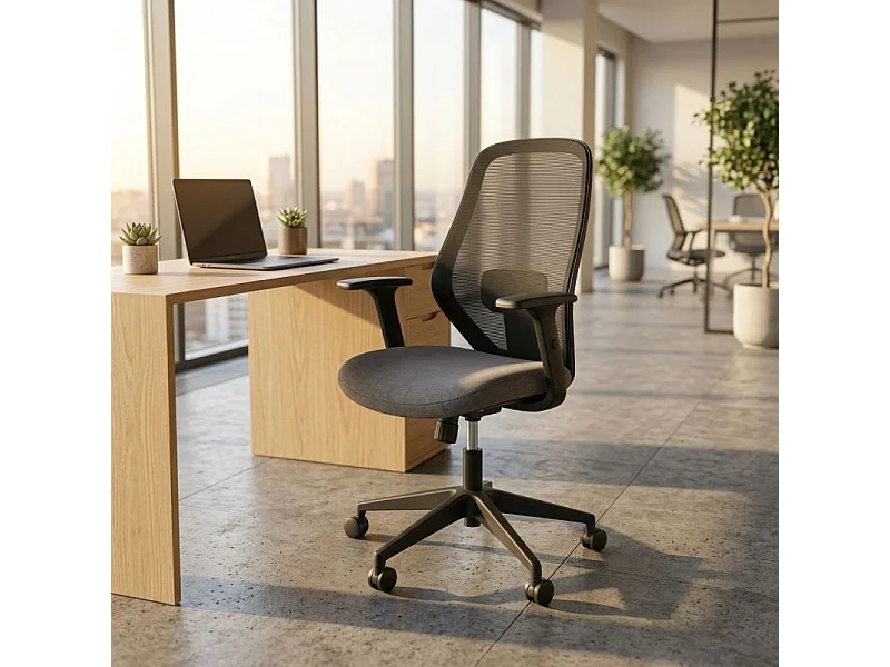 Fauteuil de bureau tissu mesh noir assise réglable – MADDIE