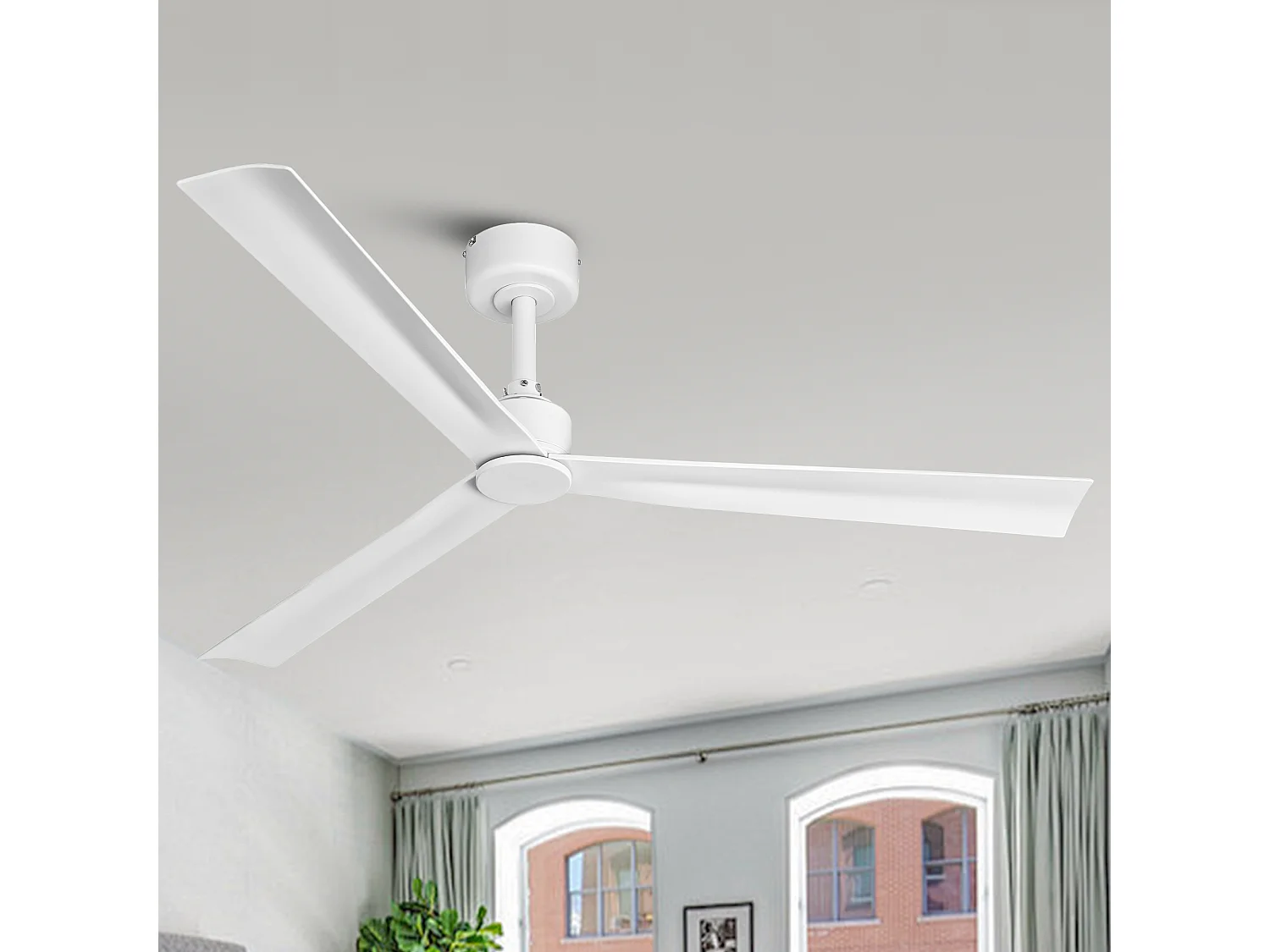 Parrot Uncle Ventilateur de plafond 127 cm en blanc mat, ventilateur de plafond à moteur à courant continu, 6 vitesses, 3 ailes ABS