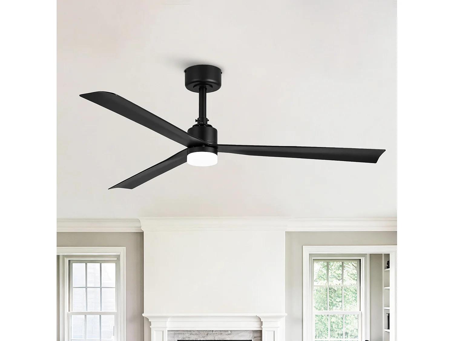 Parrot Uncle Deckenventilator, 127 cm, mit LED-Beleuchtung, schwarzer Deckenventilator mit Gleichstrommotor, 6 Geschwindigkeitsstufen, Zeitschaltuhr