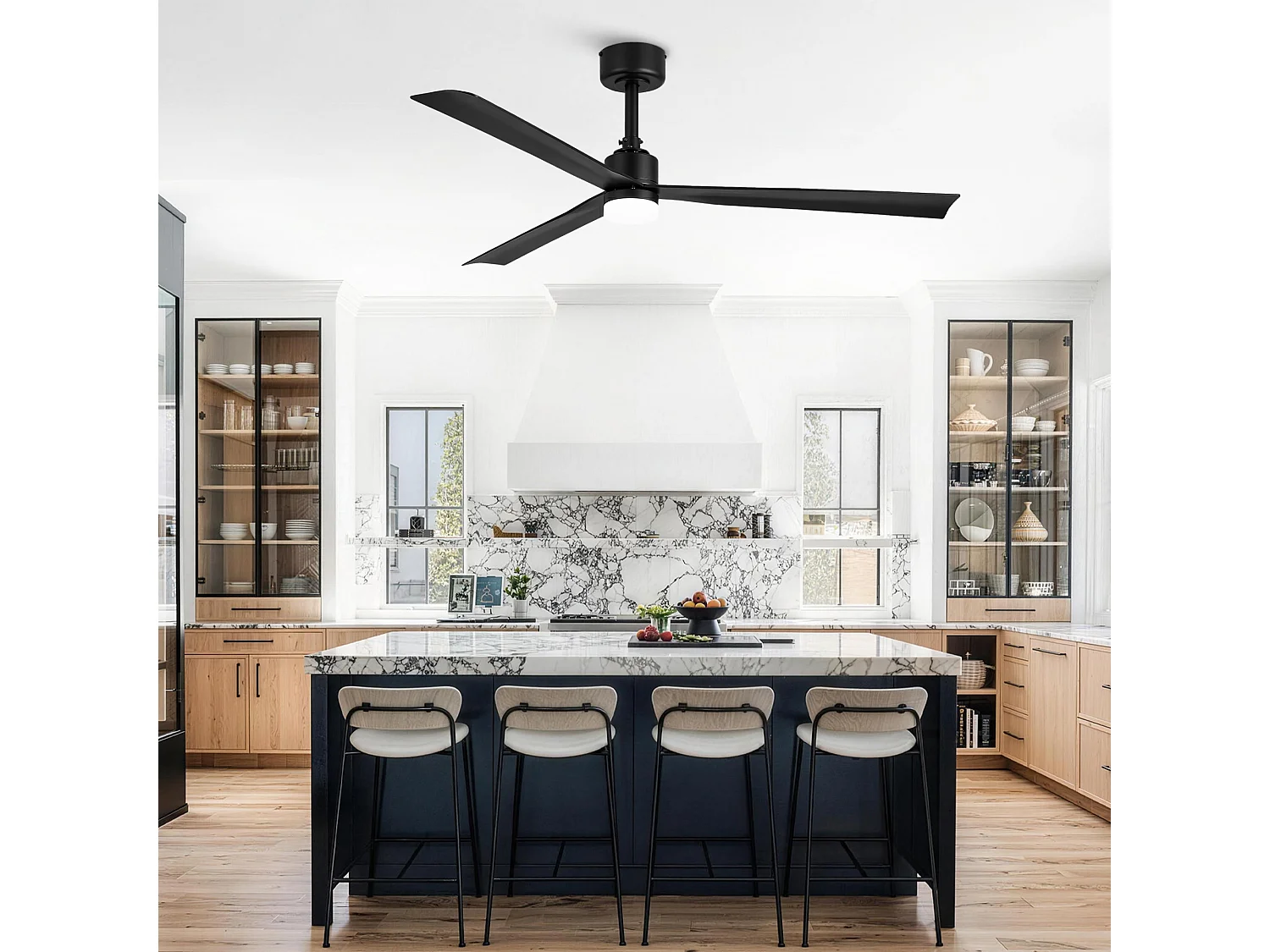 Parrot Uncle Deckenventilator, 127 cm, mit LED-Beleuchtung, schwarzer Deckenventilator mit Gleichstrommotor, 6 Geschwindigkeitsstufen, Zeitschaltuhr