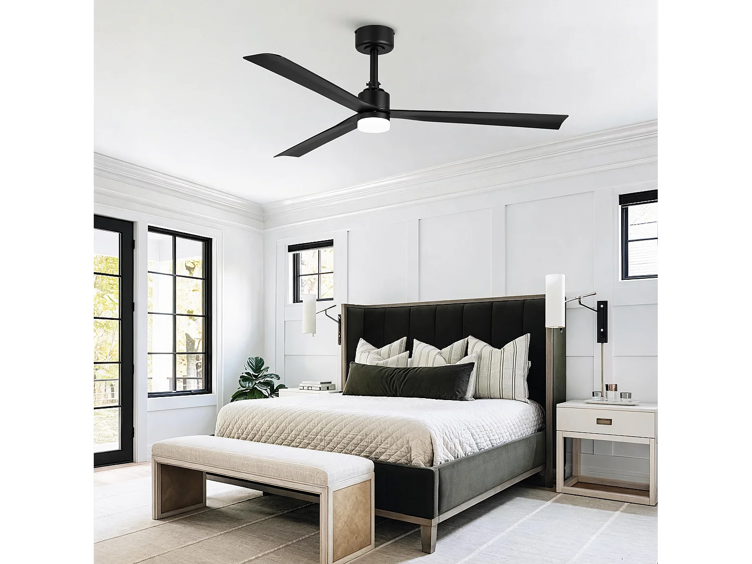 Parrot Uncle Deckenventilator, 127 cm, mit LED-Beleuchtung, schwarzer Deckenventilator mit Gleichstrommotor, 6 Geschwindigkeitsstufen, Zeitschaltuhr