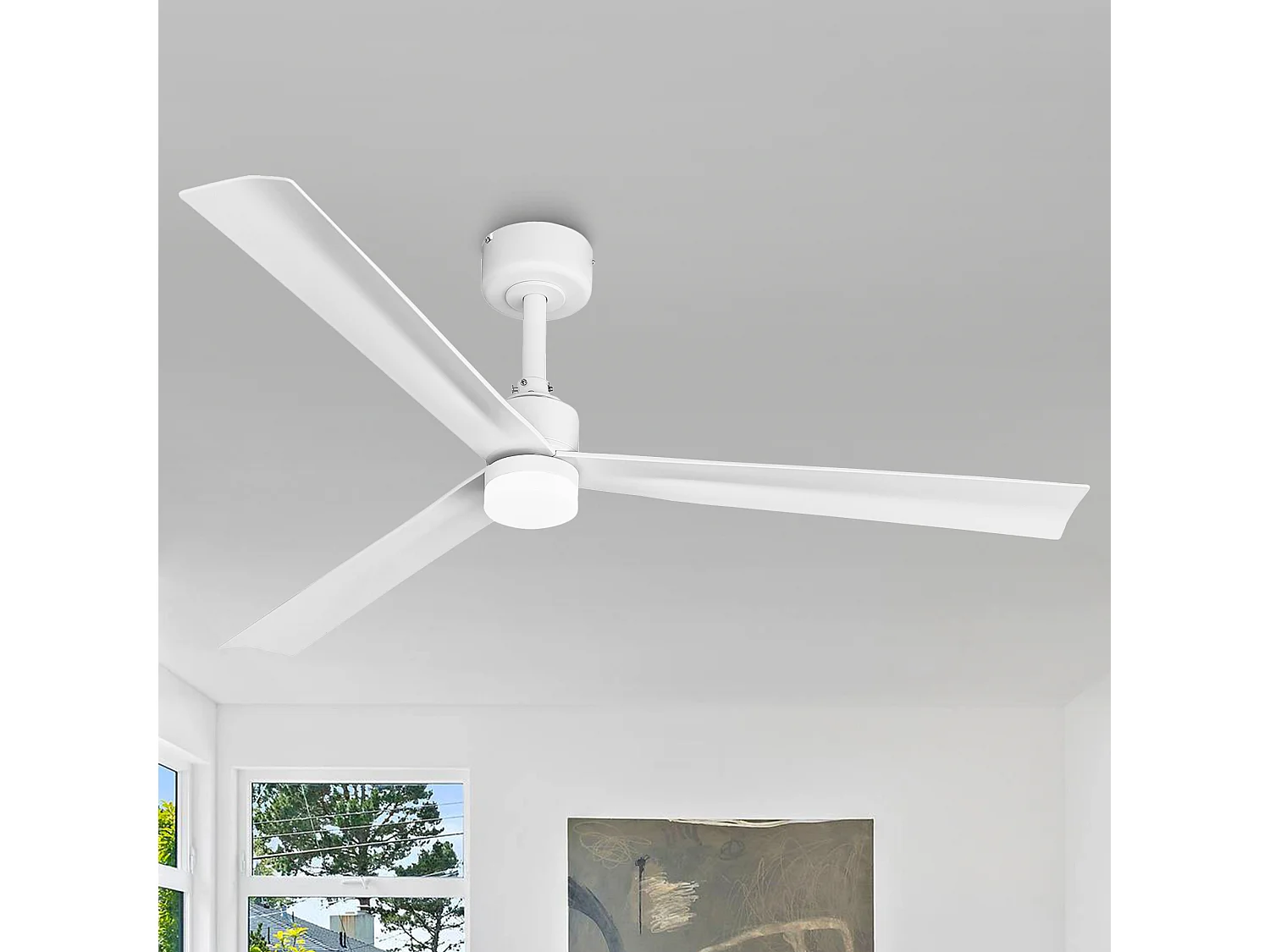 Parrot Uncle Deckenventilator, 127 cm, mit LED-Beleuchtung, mattweißer Deckenventilator mit Dauerlaufmotor, 6 Geschwindigkeitsstufen, Zeitschaltuhr