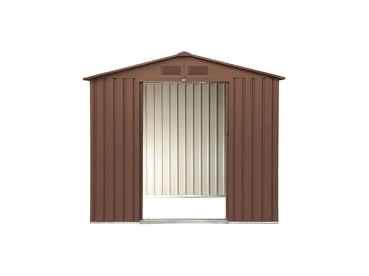 Abri de jardin en métal - Houtland. 2.71 m² terracotta - Cabane à outils avec double portes coulissantes. kit de fixation sol inclus. L 213 x P 131 x H 185cm