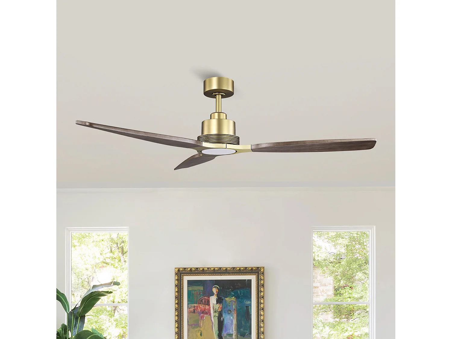 Parrot Uncle  Hochwertiger Deckenventilator mit Beleuchtung, ausgestattet mit 122 cm langen, dunkelbraunen Flügeln