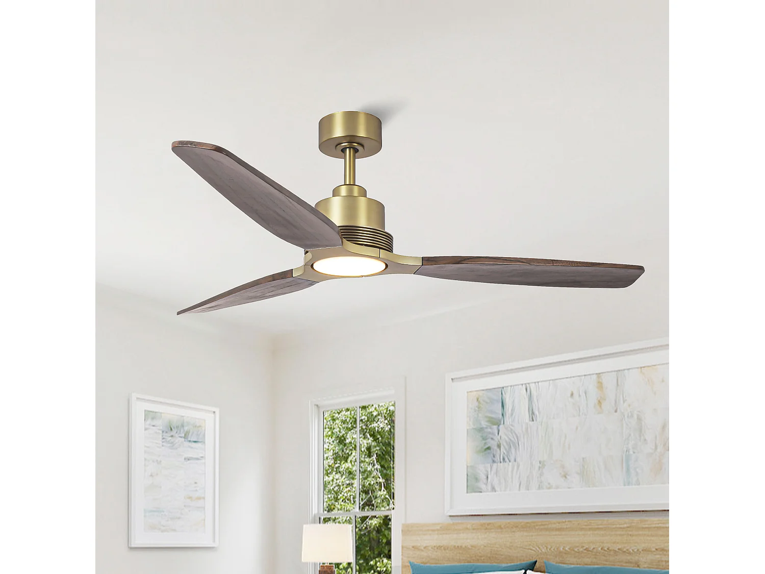 Parrot Uncle  Hochwertiger Deckenventilator mit Beleuchtung, ausgestattet mit 122 cm langen, dunkelbraunen Flügeln