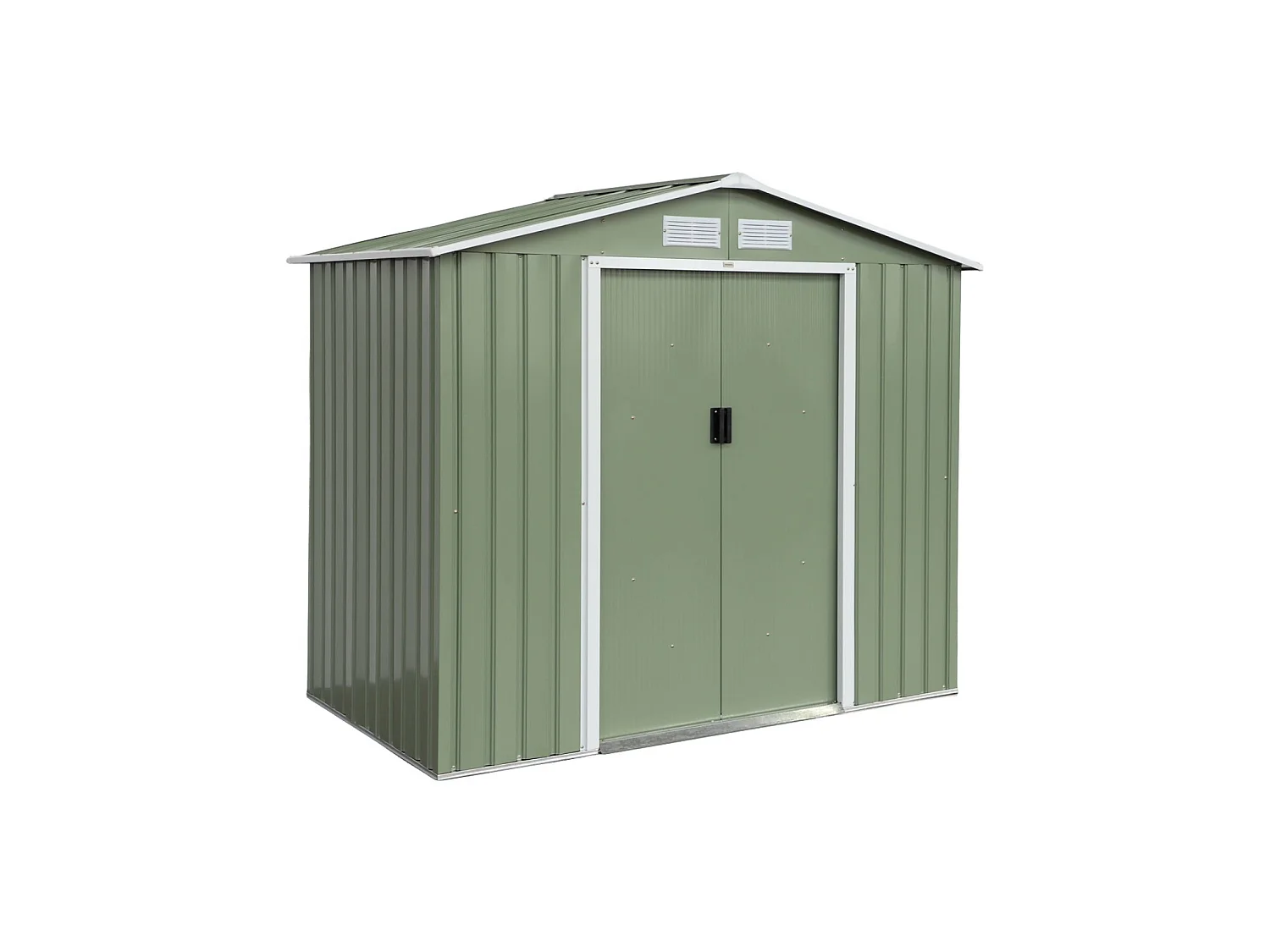 Abri de jardin en métal - Houtland. 2.71 m² vert clair- Cabane à outils avec double portes coulissantes. kit de fixation sol inclus. L 213 x P 131 x H 185cm