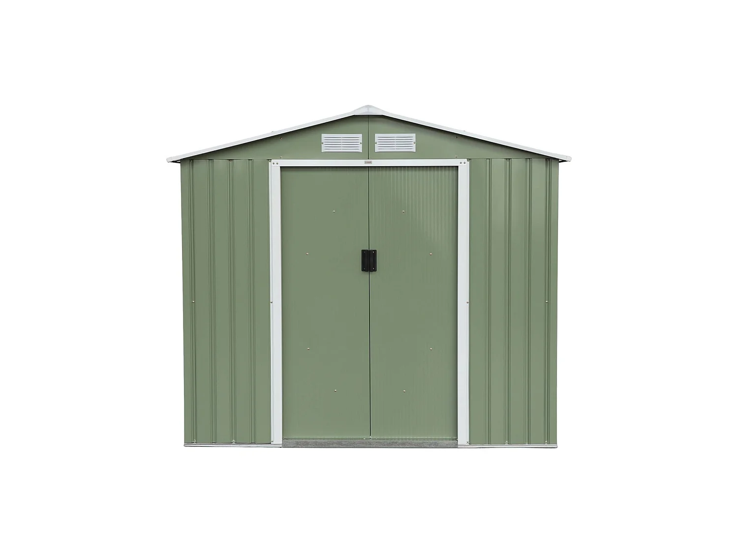 Abri de jardin en métal - Houtland. 2.71 m² vert clair- Cabane à outils avec double portes coulissantes. kit de fixation sol inclus. L 213 x P 131 x H 185cm