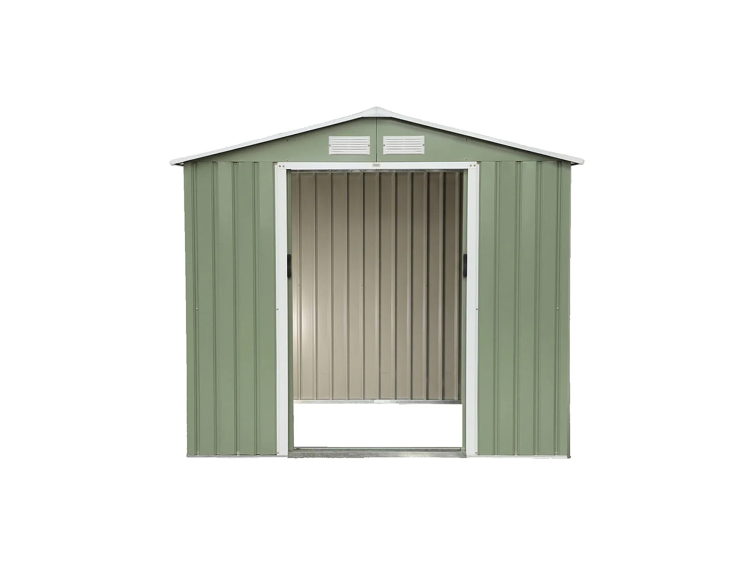 Abri de jardin en métal - Houtland. 2.71 m² vert clair- Cabane à outils avec double portes coulissantes. kit de fixation sol inclus. L 213 x P 131 x H 185cm
