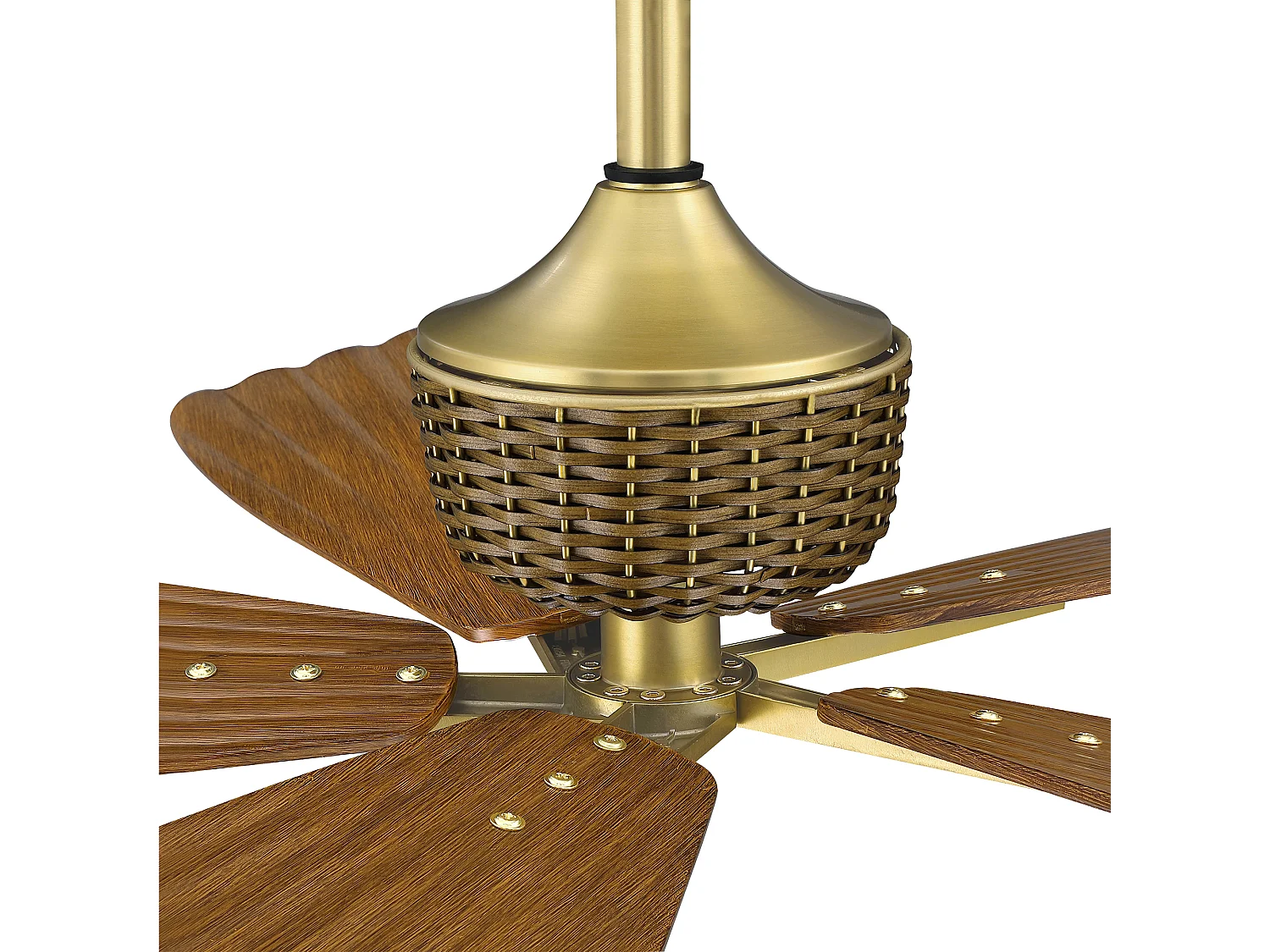 Parrot Uncle Design-Deckenventilator, Flügel mit geflochtenem Muster in Holzoptik, 142 cm, dunkelbraun