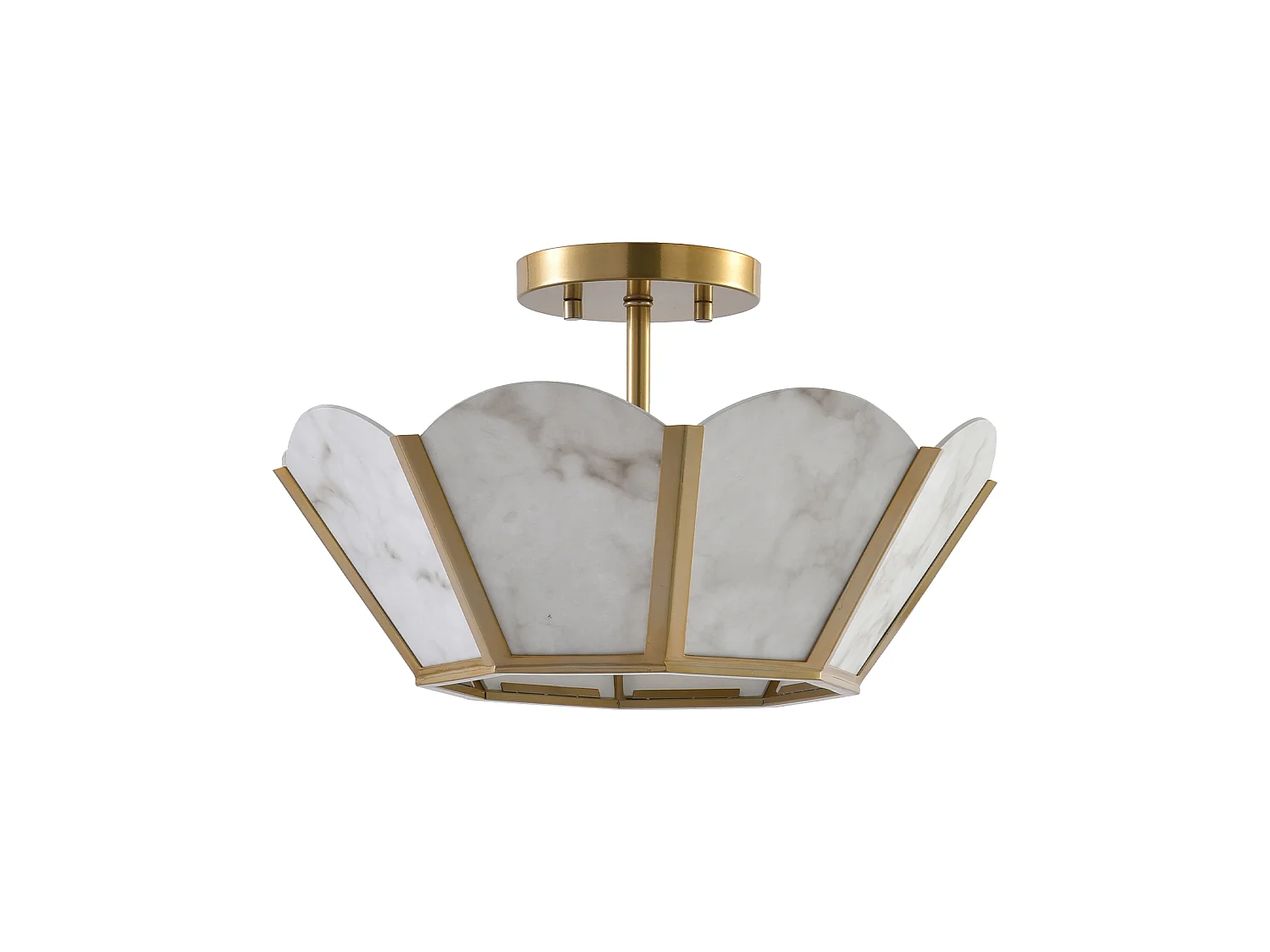 Parrot Uncle Plafonnier tendance, doté d'un abat-jour à motif marbré et d'une structure métallique dorée, lampe de salon de style français