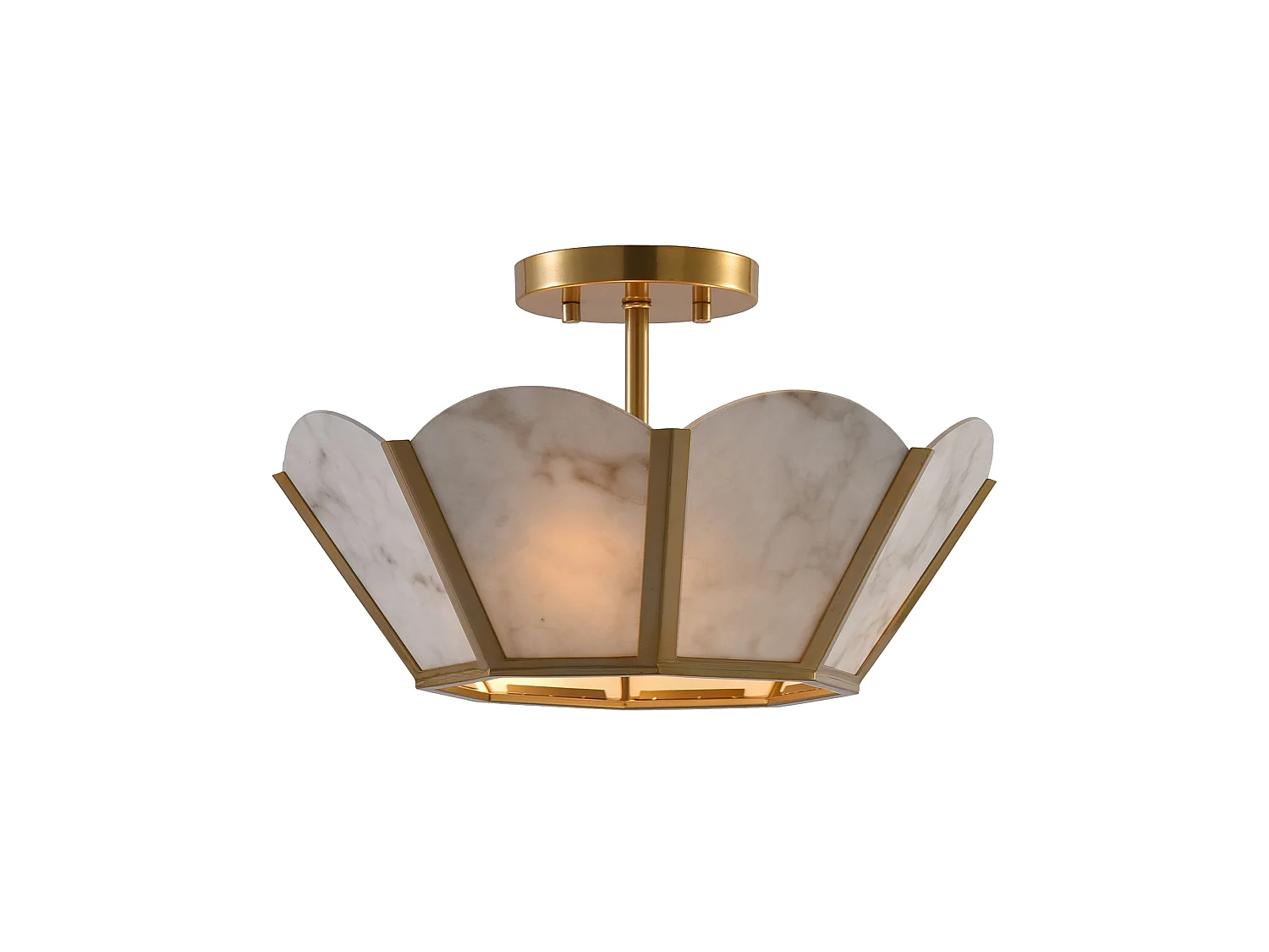 Parrot Uncle Plafonnier tendance, doté d'un abat-jour à motif marbré et d'une structure métallique dorée, lampe de salon de style français