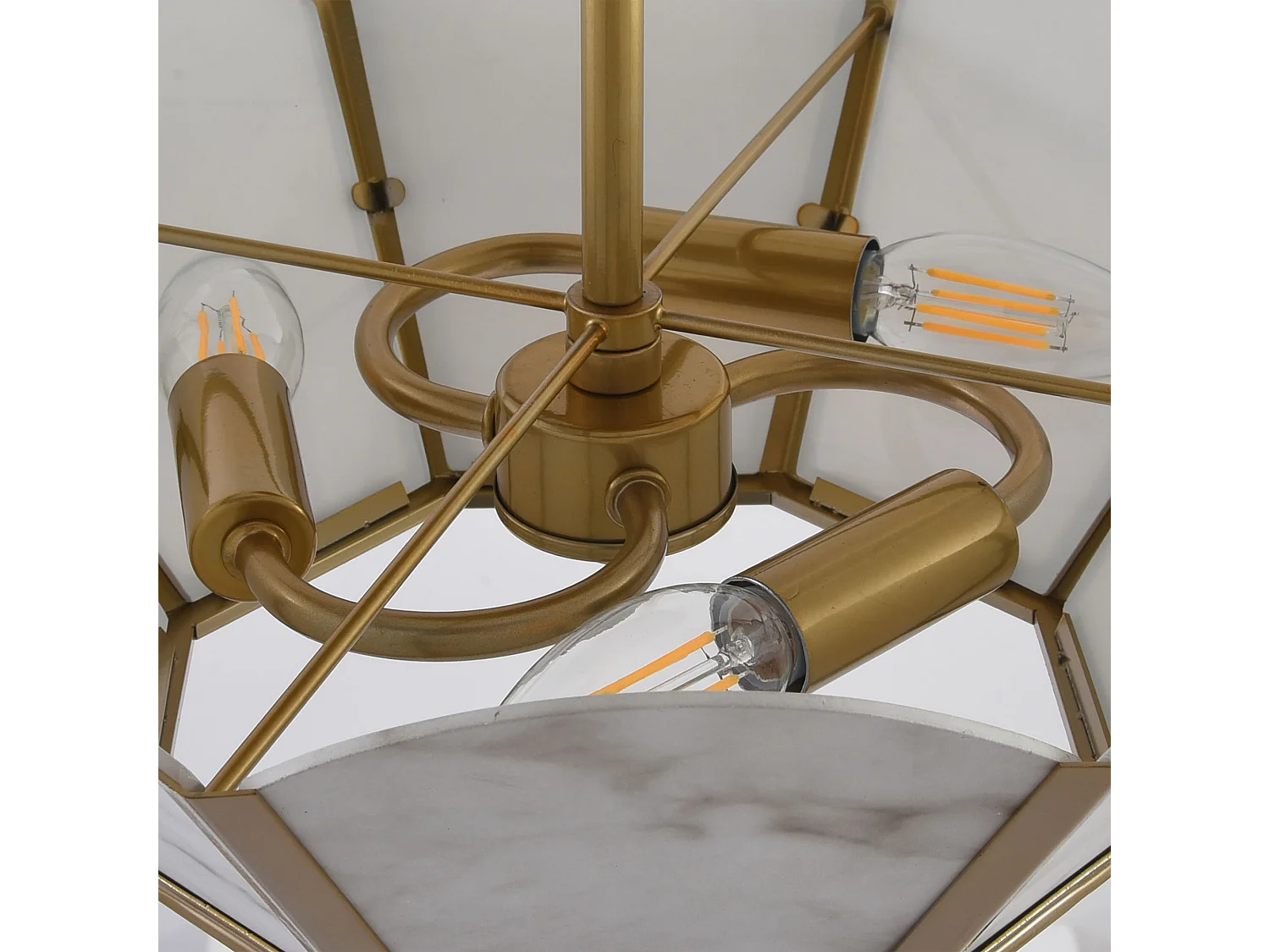 Parrot Uncle Plafonnier tendance, doté d'un abat-jour à motif marbré et d'une structure métallique dorée, lampe de salon de style français
