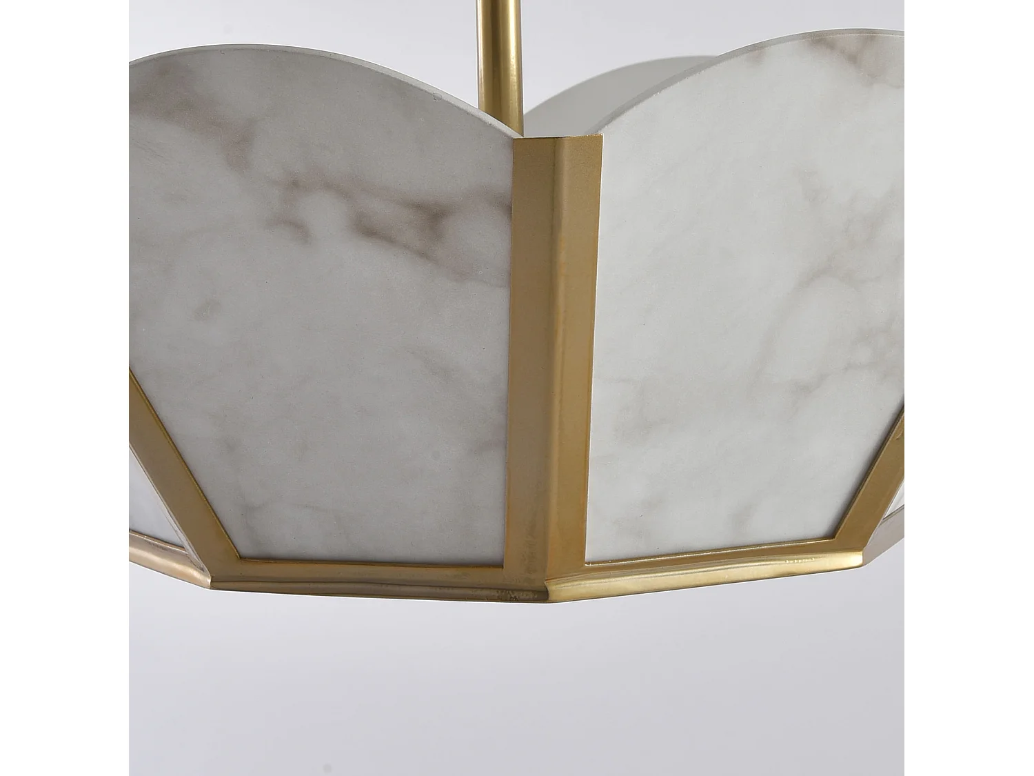 Parrot Uncle-Plafonnier tendance,38 cm de diamètre, doté d'un abat-jour à motif marbré et d'une structure métallique dorée, lampe de salon de style français