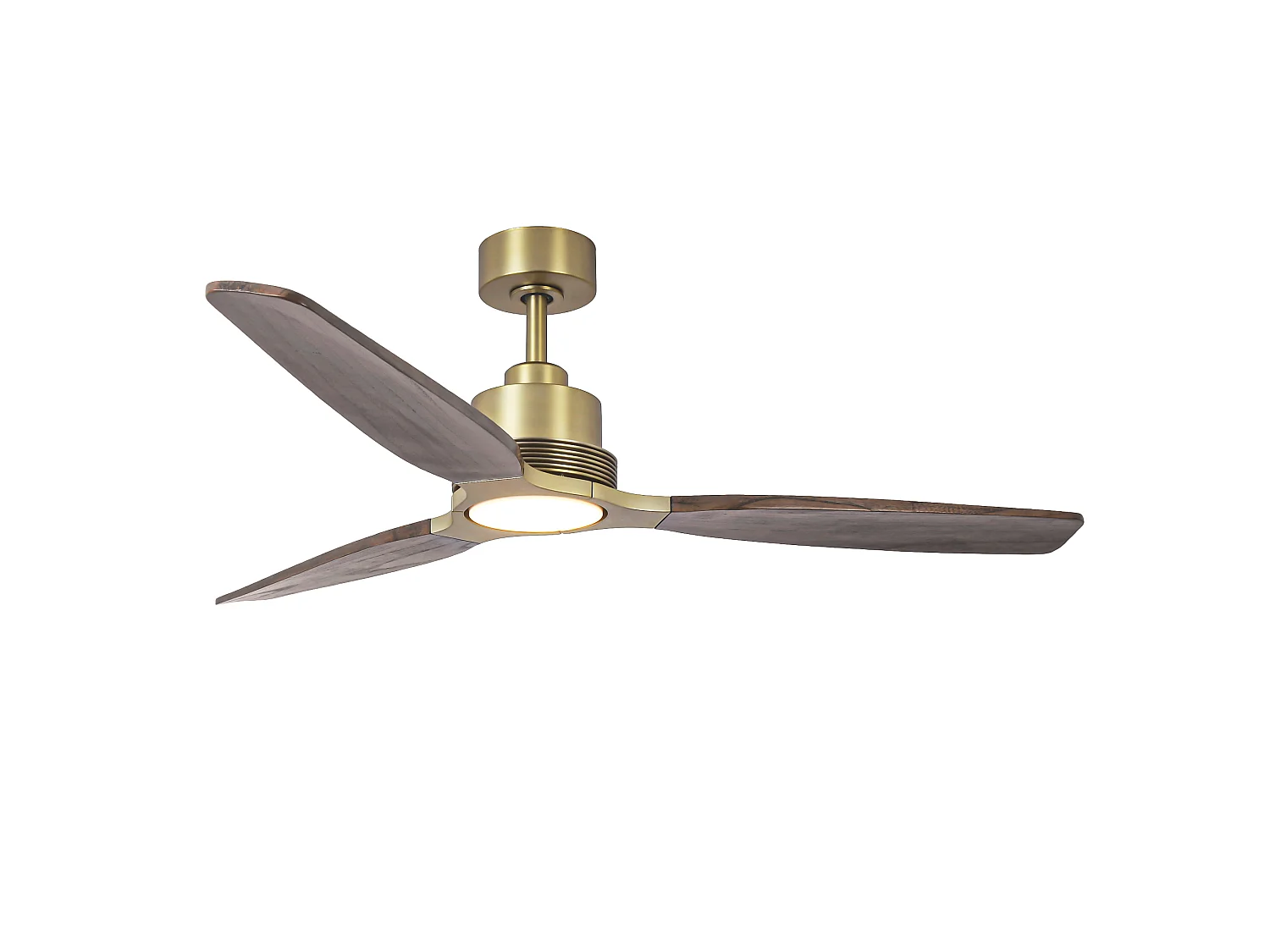 Parrot Uncle LED-Deckenventilator mit flexibler Messingaufhängung, drei Flügeln in Holzoptik, modernem und natürlichem Stil, Farbe: Dunkelbraun