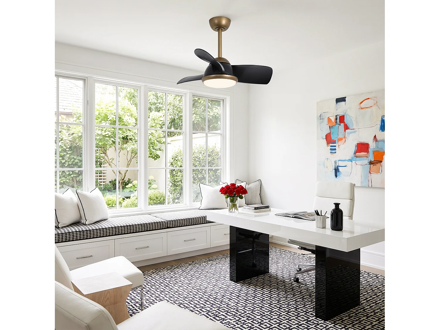 Parrot Uncle LED-Deckenventilator mit Flügeln in brauner Holzoptik, moderner und leiser Deckenventilator mit 76 cm Durchmesser