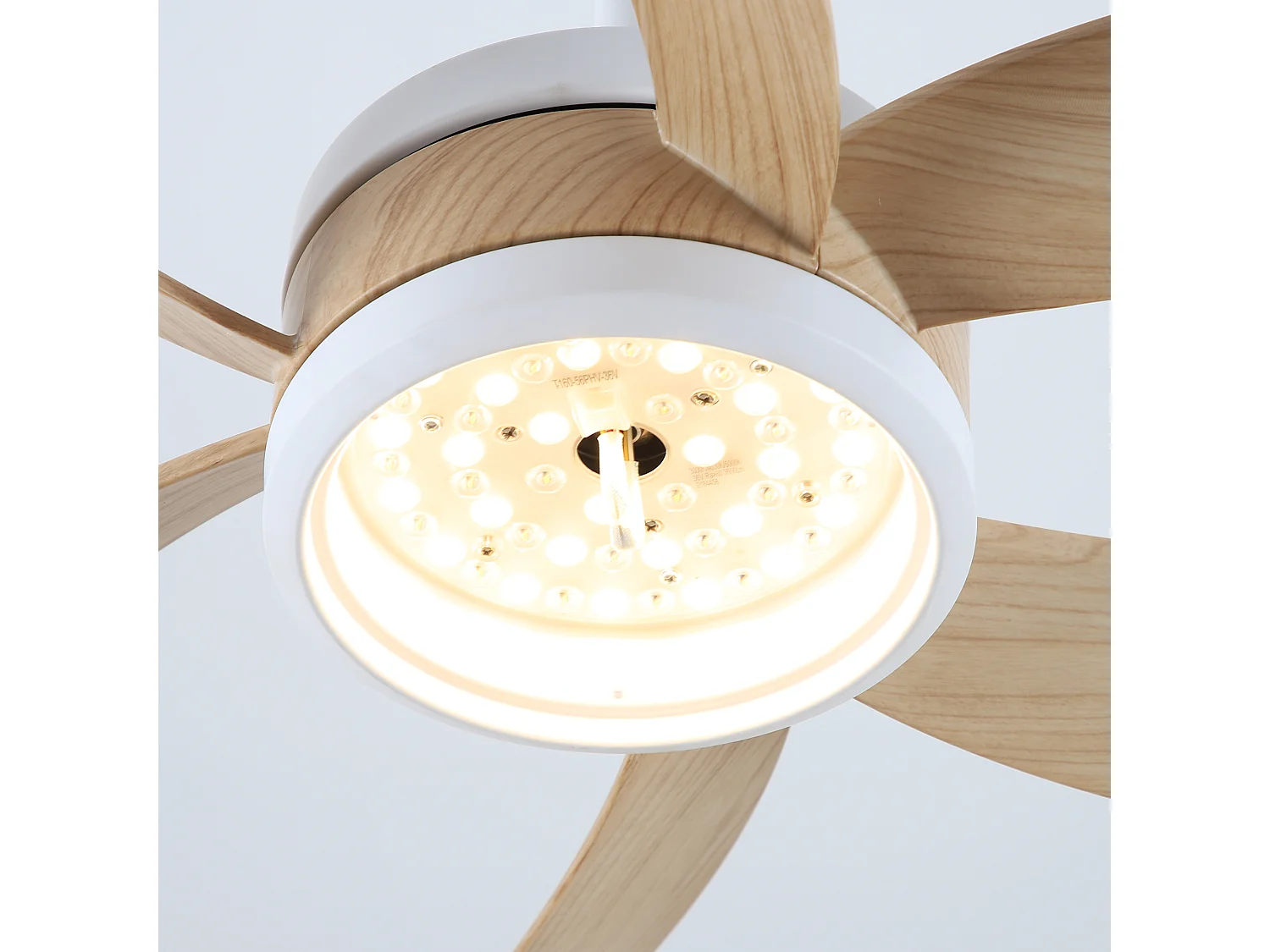 Parrot Uncle Deckenventilator mit Leuchte und originell geformten Flügeln, aerodynamische Flügel in Holzoptik, modernes und natürliches Design, weiß, 110 cm