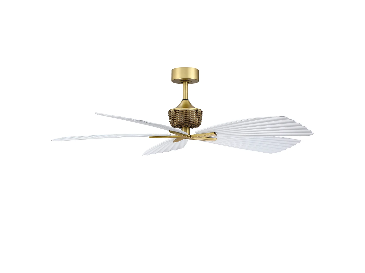 Parrot Uncle Deckenventilator ohne Beleuchtung, Rattan-Optik, 120 cm, weiß, im Boho-Chic-Stil