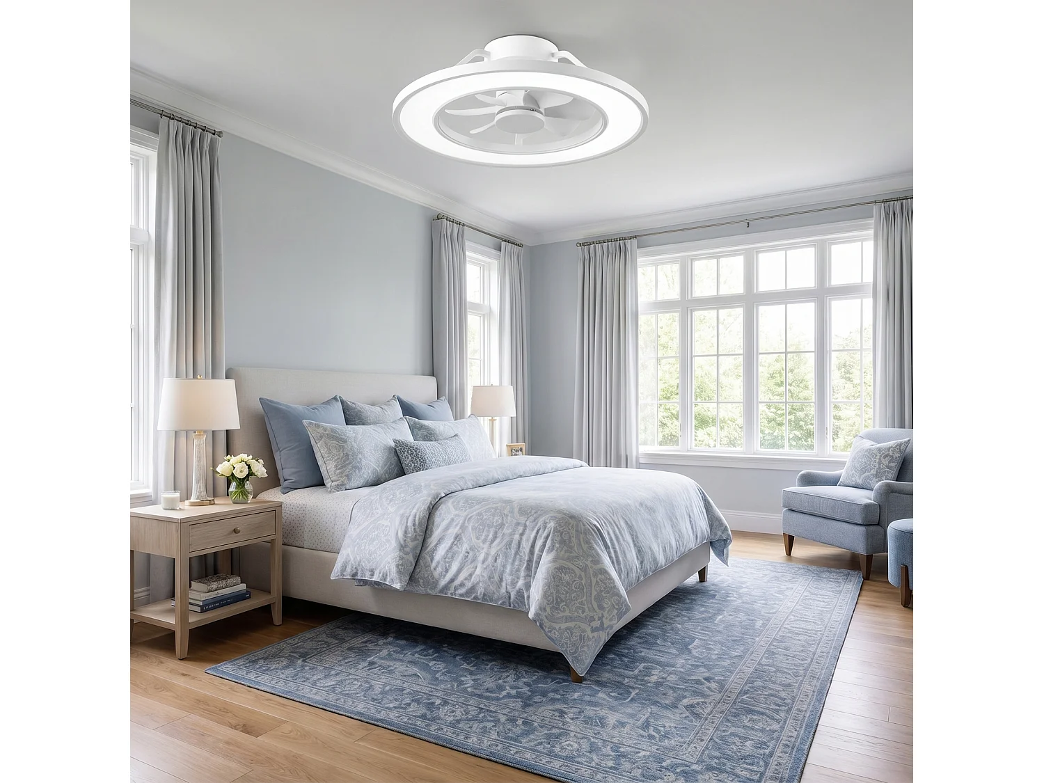 Parrot Uncle RGB-LED-Deckenventilator, 50 cm, mit mehrfarbiger Stimmungsbeleuchtung, für das Schlafzimmer