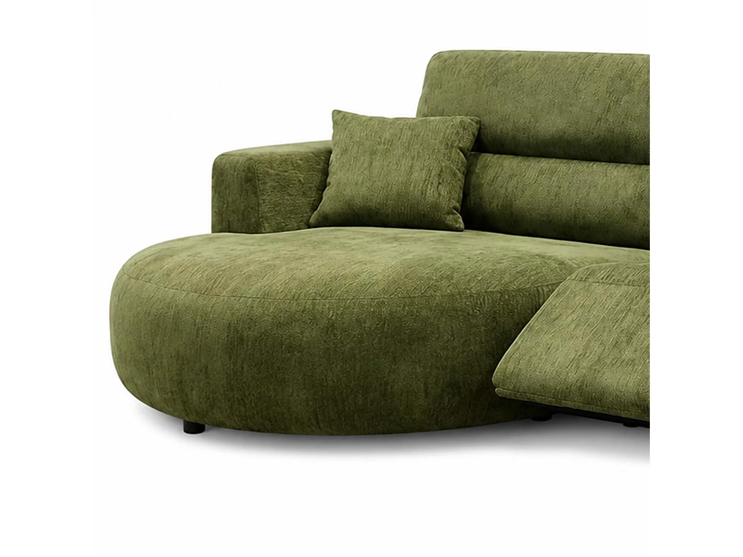 Denton Green Left Hand Electric Recliner Chaise Sofa Chenille Fabric