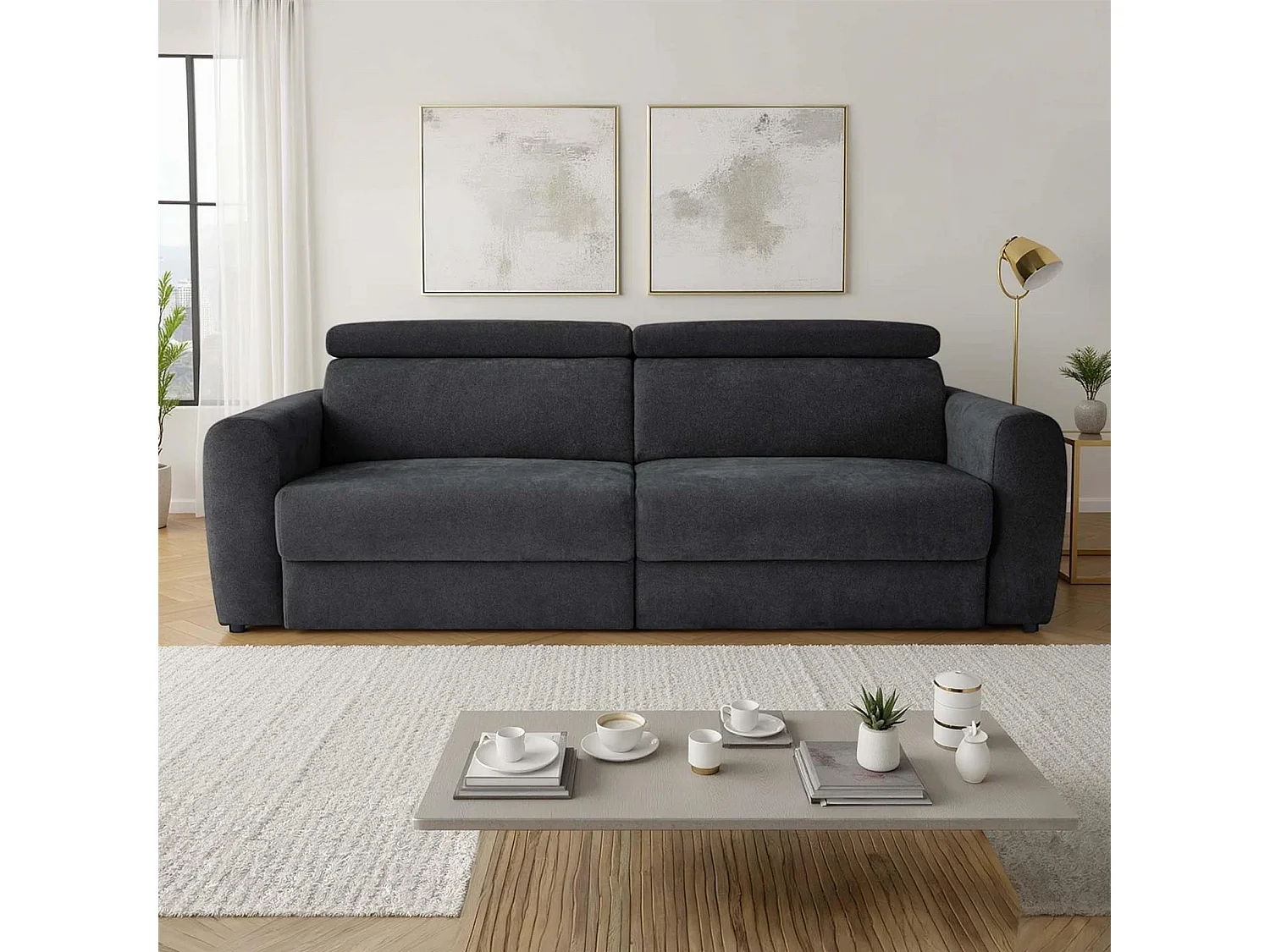 Dawson Black 3 Seater Electric Sofa Bed with Power Sliding Seats