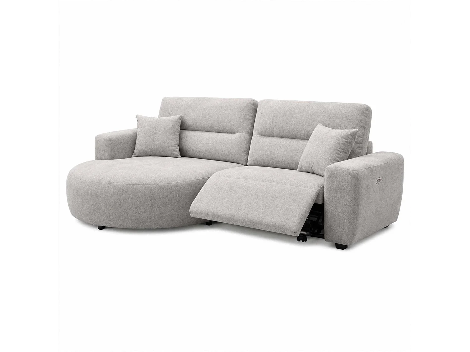 Denton Grey Left Hand Electric Recliner Chaise Sofa Chenille Fabric