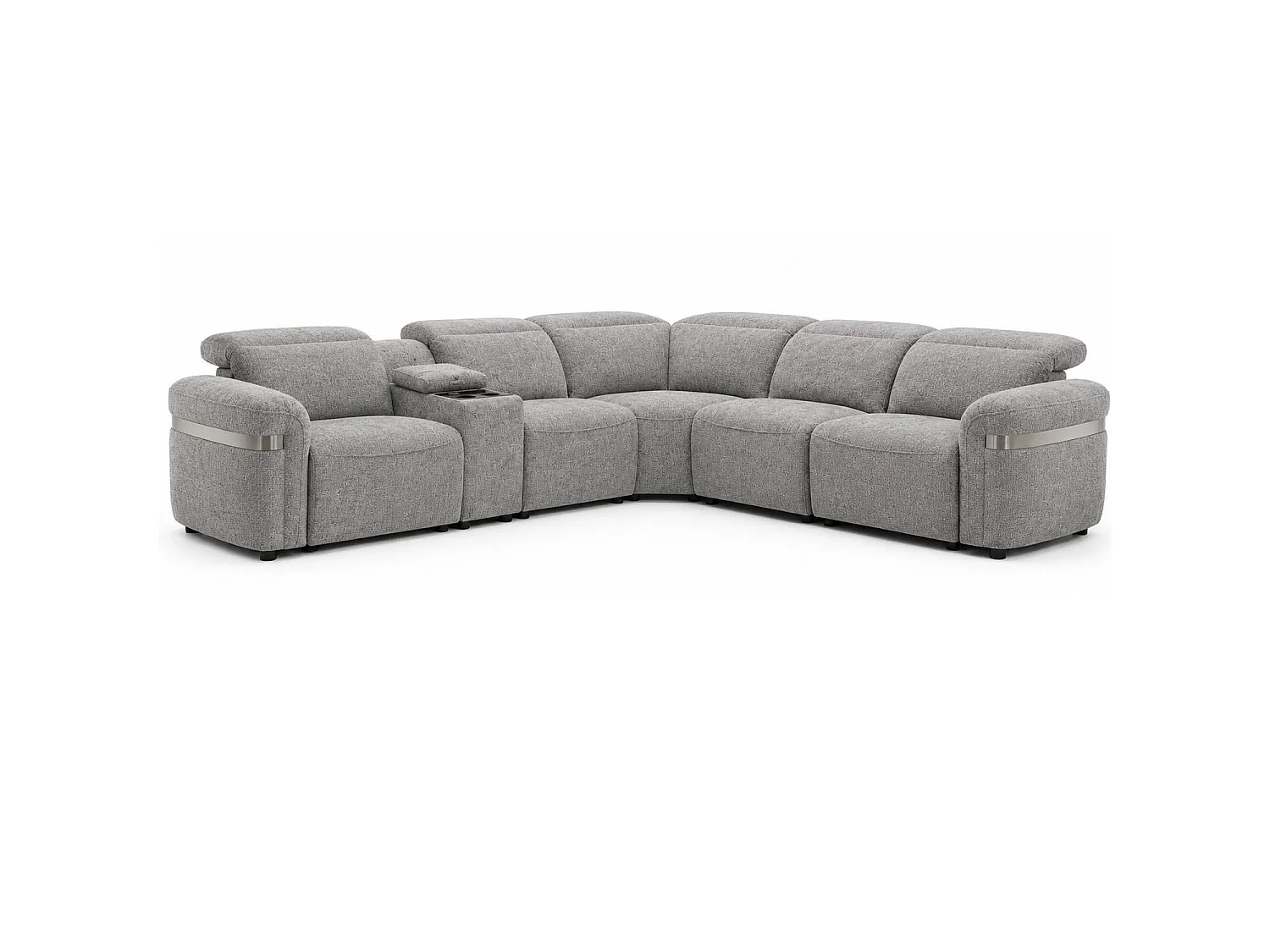 Buxley Grey 5 Seater Electric Reclining Corner Sofa with Console