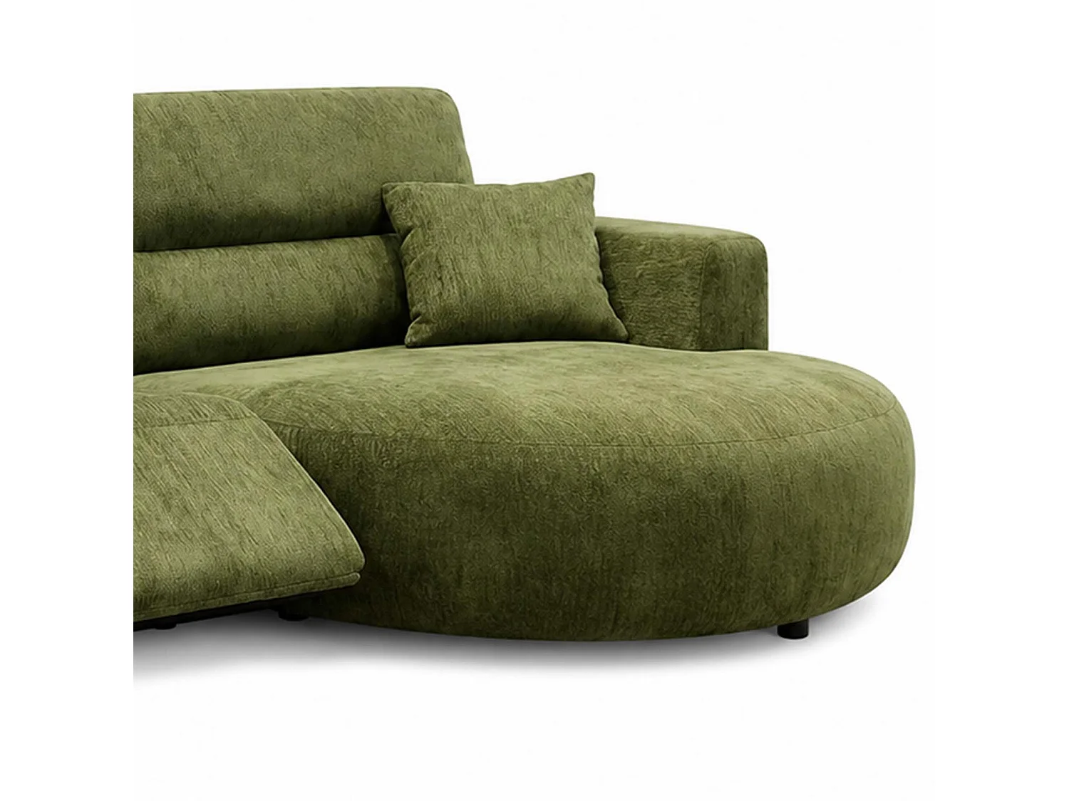 Denton Green Right Hand Electric Recliner Chaise Sofa Chenille Fabric