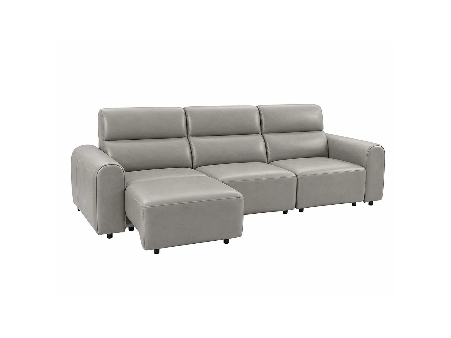Corby Grey 3 Seater Electric Recliner Sofa Leather Look High Back