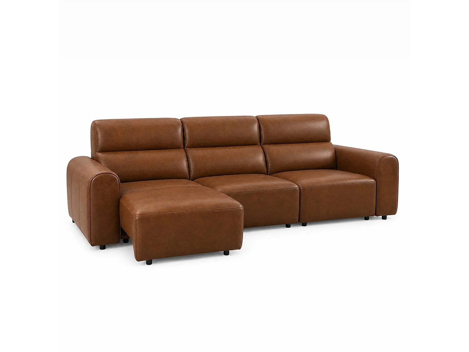 Corby Brown 3 Seater Electric Recliner Sofa Leather Look High Back