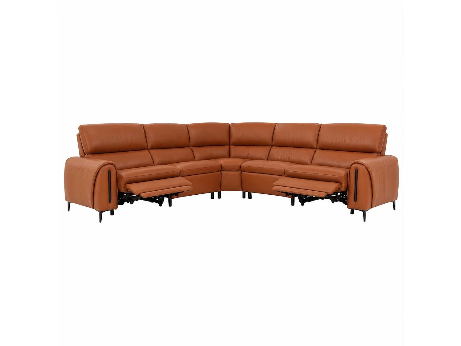 Aria L Shaped  Electric Recliner Sofa Tan Large Corner 5 Seater
