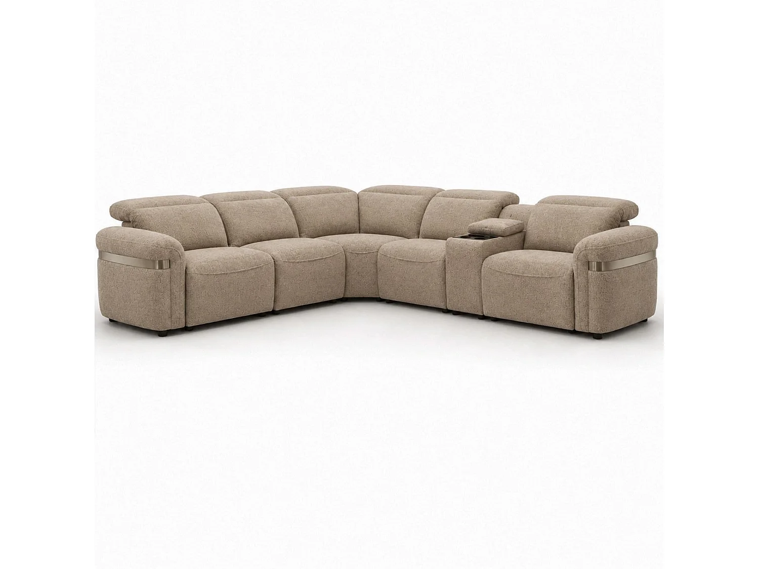 Buxley Beige 5 Seater Electric Reclining Corner Sofa with Console