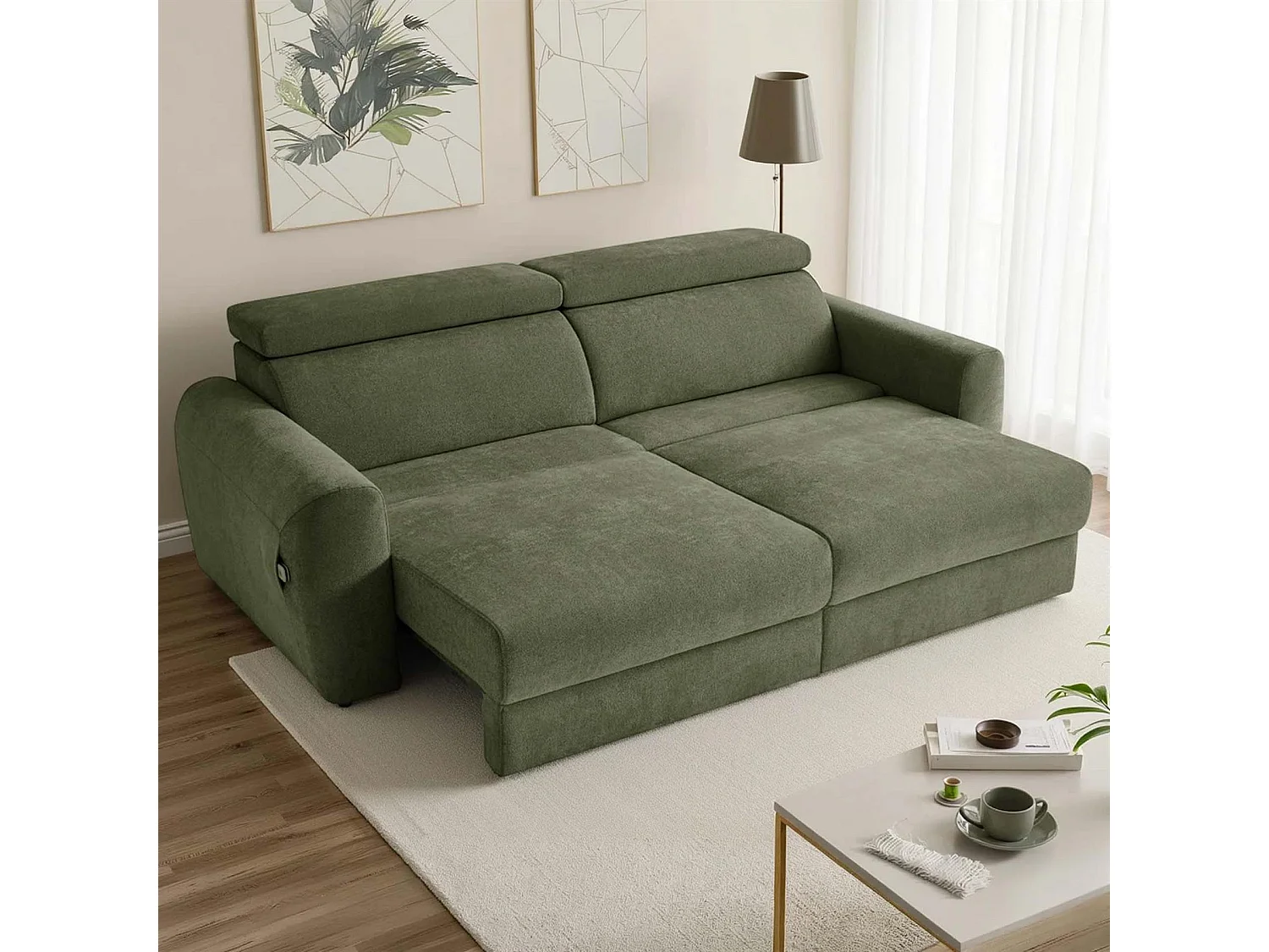 Dawson Green 3 Seater Electric Sofa Bed with Power Sliding Seats