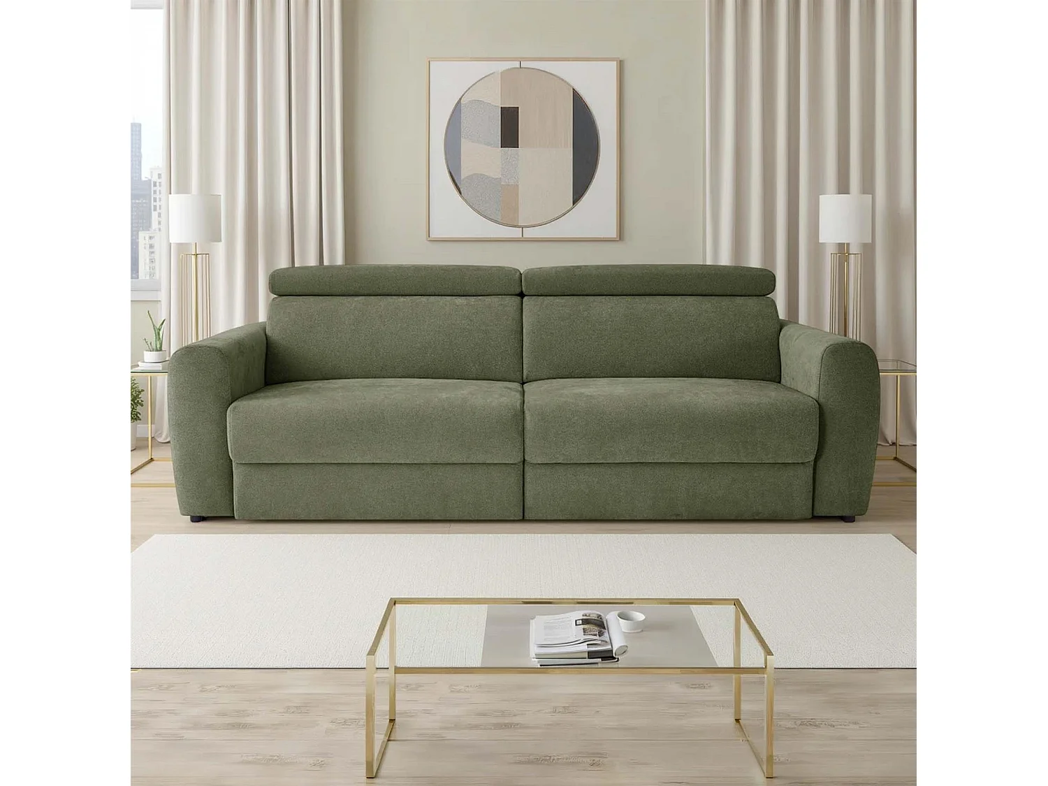 Dawson Green 3 Seater Electric Sofa Bed with Power Sliding Seats