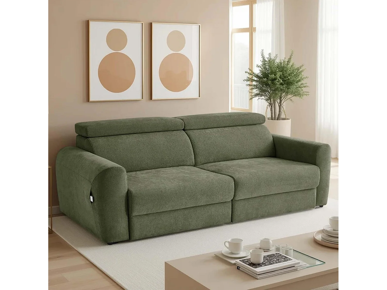 Dawson Green 3 Seater Electric Sofa Bed with Power Sliding Seats