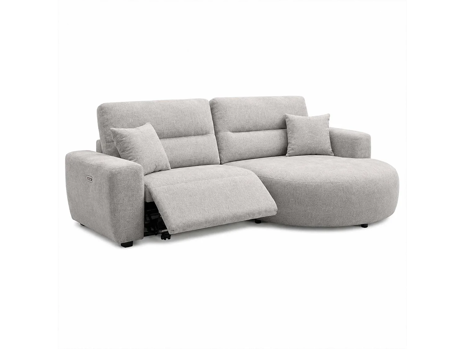 Denton Grey Right Hand Electric Recliner Chaise Sofa Chenille Fabric