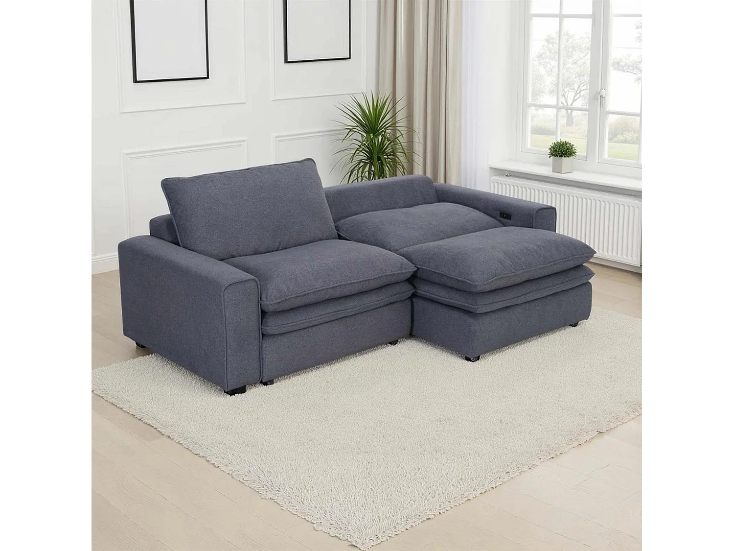 Finchley Grey Fabric Cloud Electric Sliding Seats 2 Seater Sofa Bed