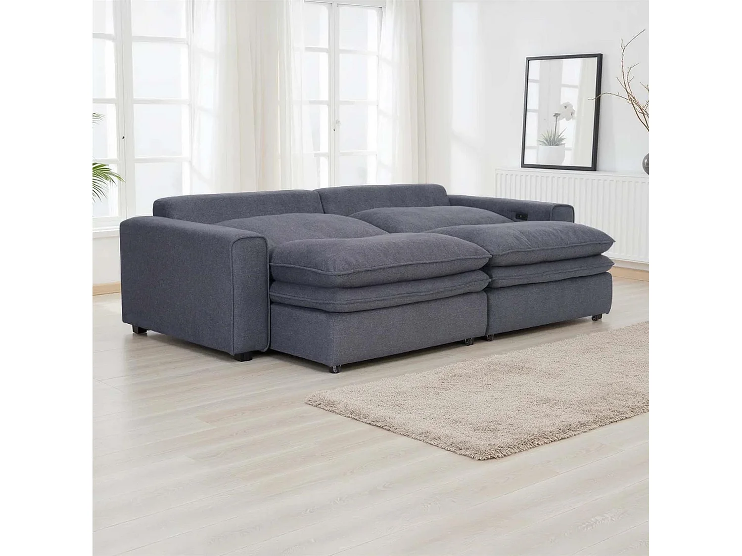 Finchley Grey Fabric Cloud Electric Sliding Seats 2 Seater Sofa Bed