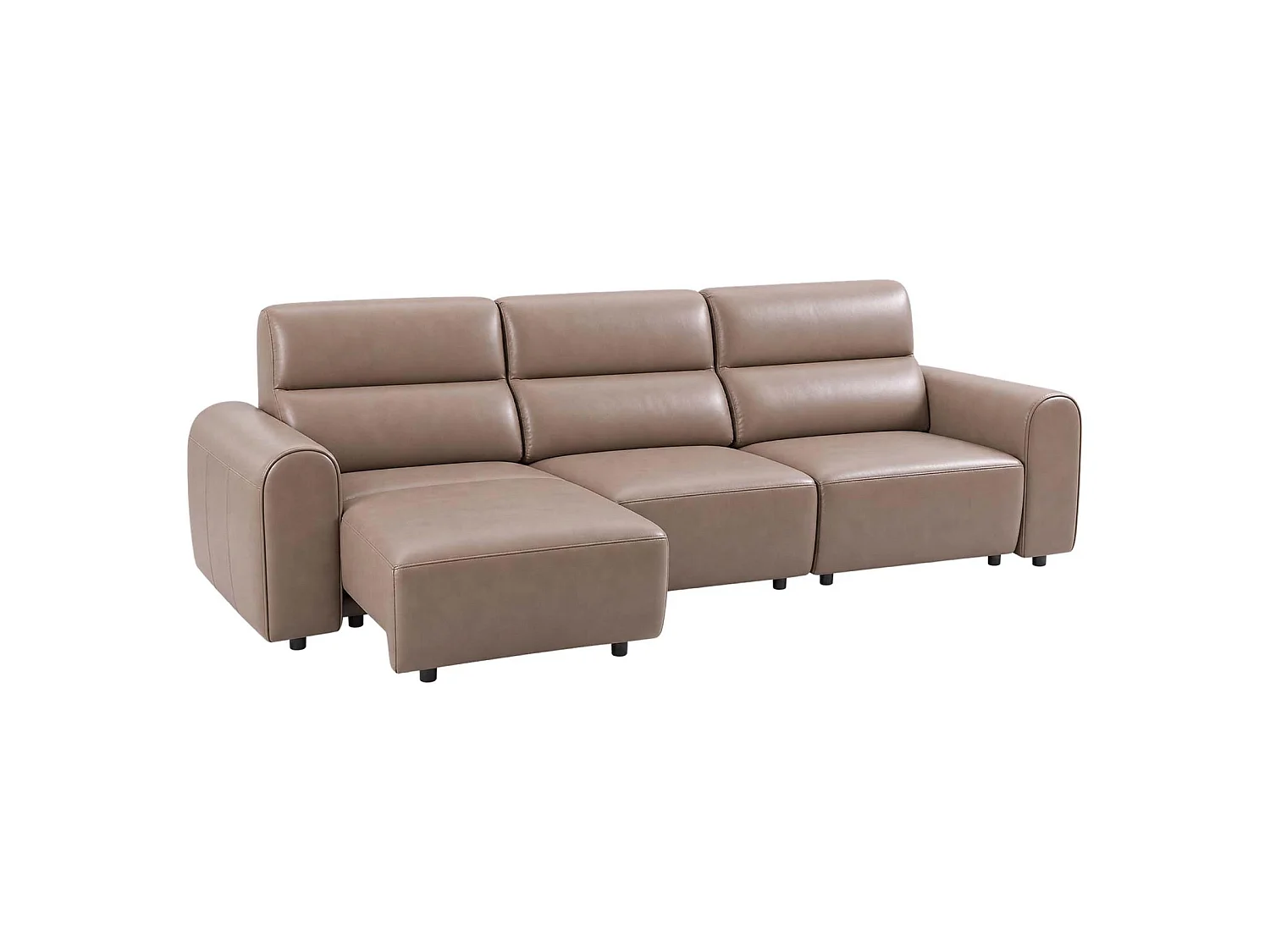 Corby Coffee 3 Seater Electric Recliner Sofa Leather Look High Back
