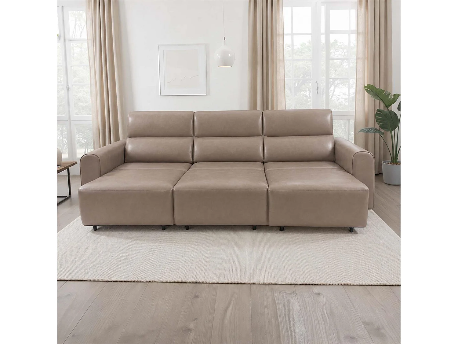 Corby Coffee 3 Seater Electric Recliner Sofa Leather Look High Back