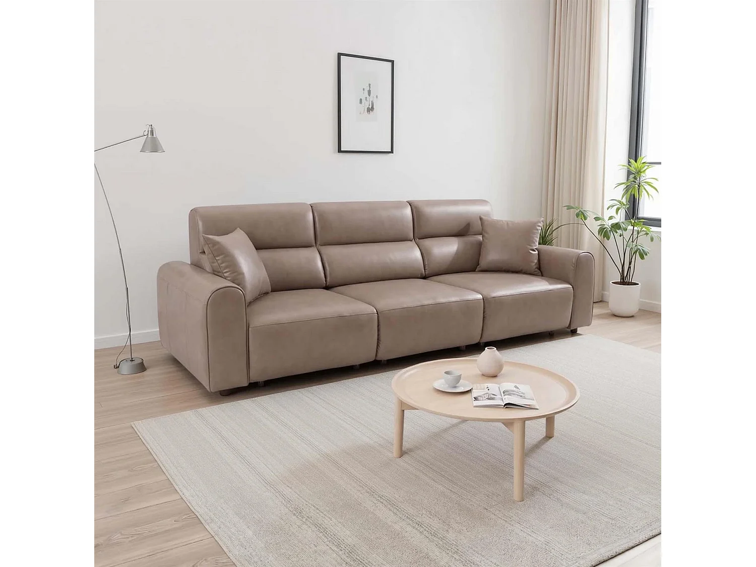 Corby Coffee 3 Seater Electric Recliner Sofa Leather Look High Back
