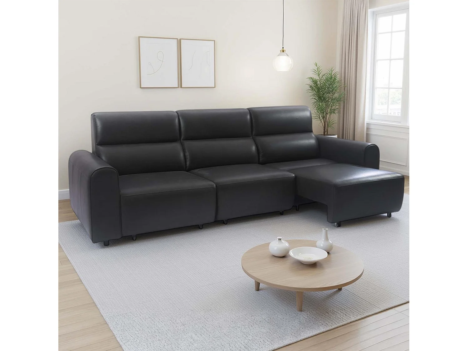 Corby Black 3 Seater Electric Recliner Sofa Leather Look High Back