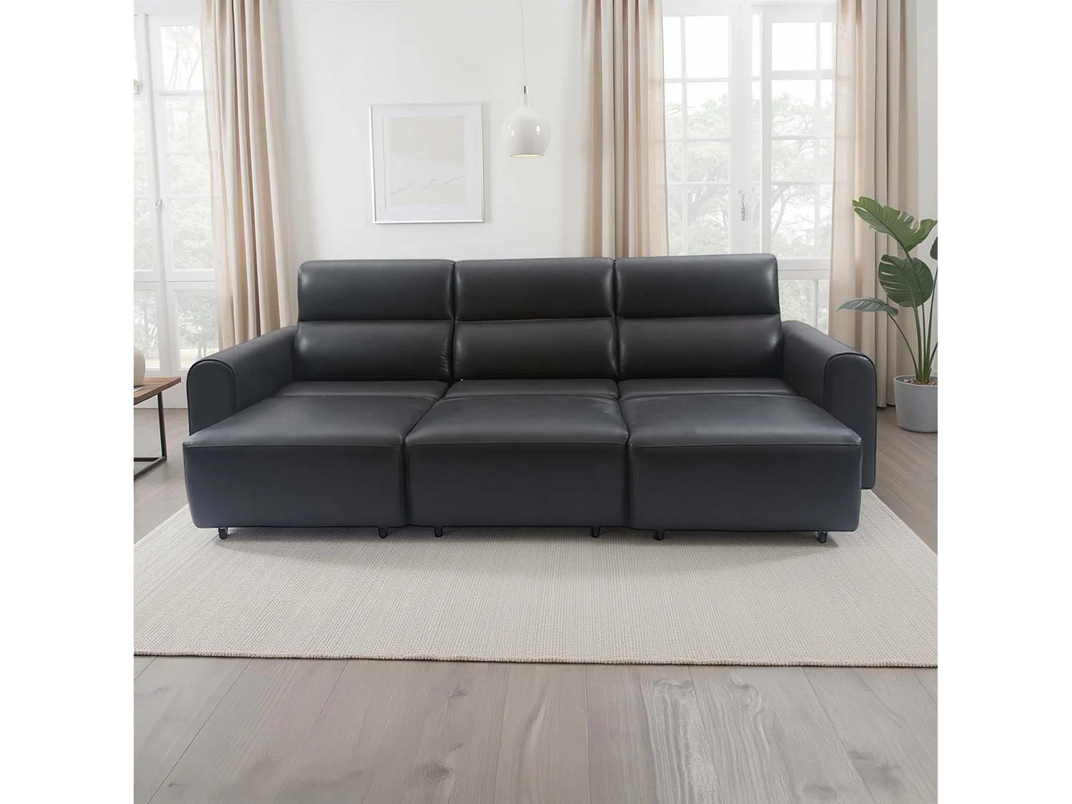 Corby Black 3 Seater Electric Recliner Sofa Leather Look High Back