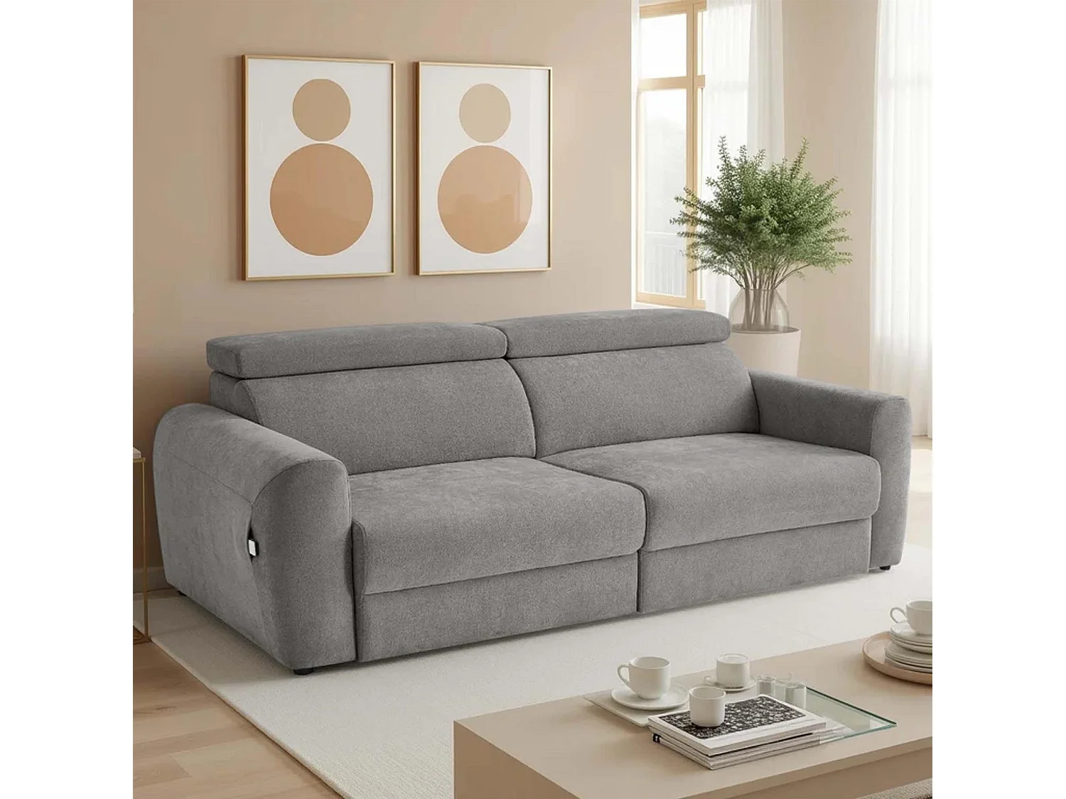 Dawson Grey 3 Seater Electric Sofa Bed with Power Sliding Seats