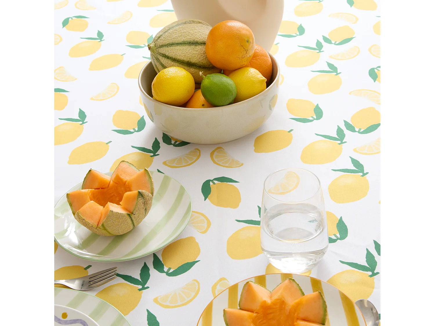 Nappe Antitache Imprimé "Fruity" 140x240cm Jaune