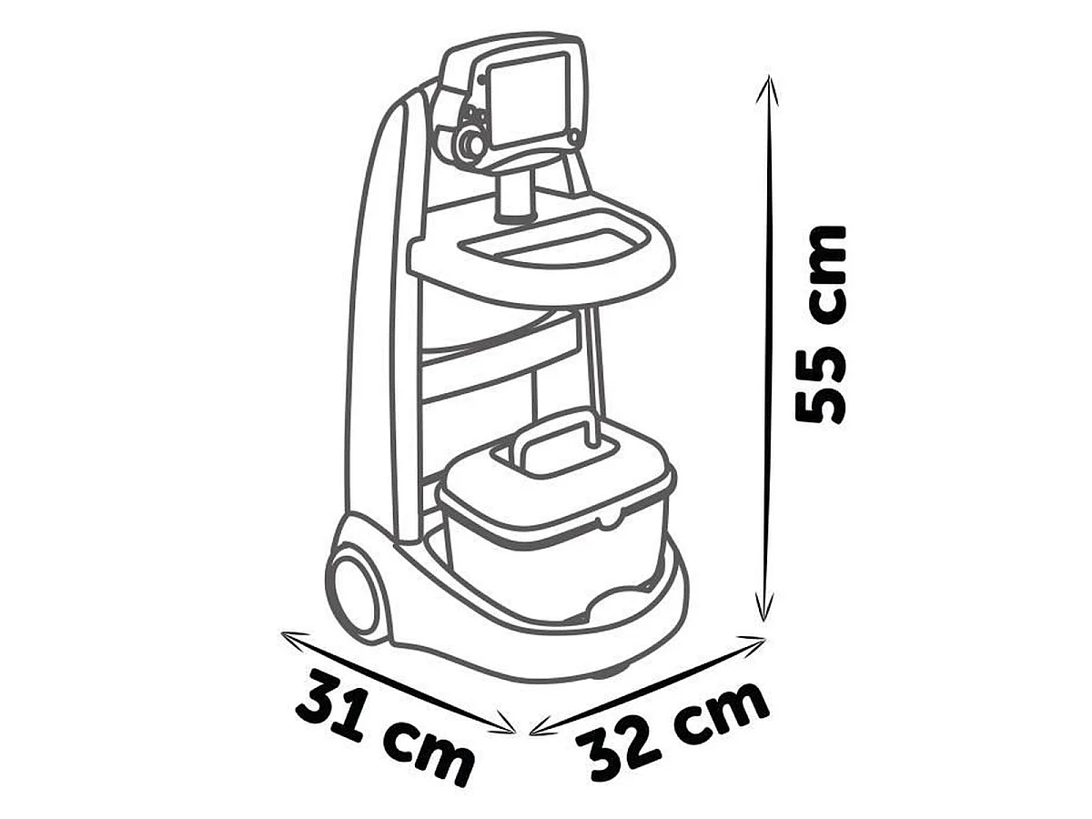 Smoby Chariot médical électronique avec effets sonores et lumineux, mallette et 25 accessoires