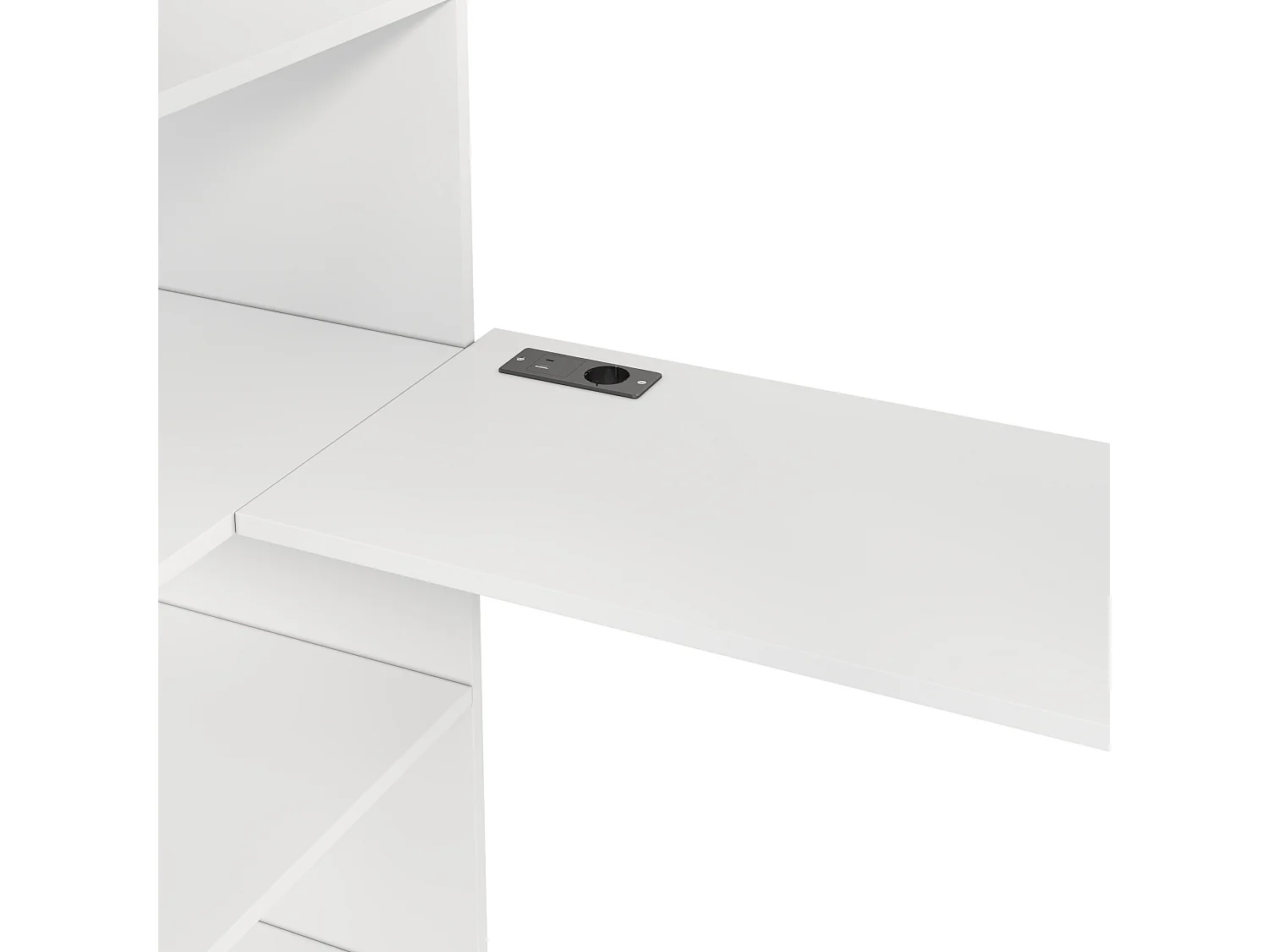 Loft bed 90 x 200 cm with wardrobe, desk, 4 shelves, LED lighting and charging station - Pine + MDF - White (Mattress not included)